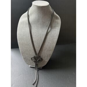 SIMPLY VERA WANG GUNMETAL GRAY MESH 23" CHAIN CELTIC KNOT PENDANT NECKLACE